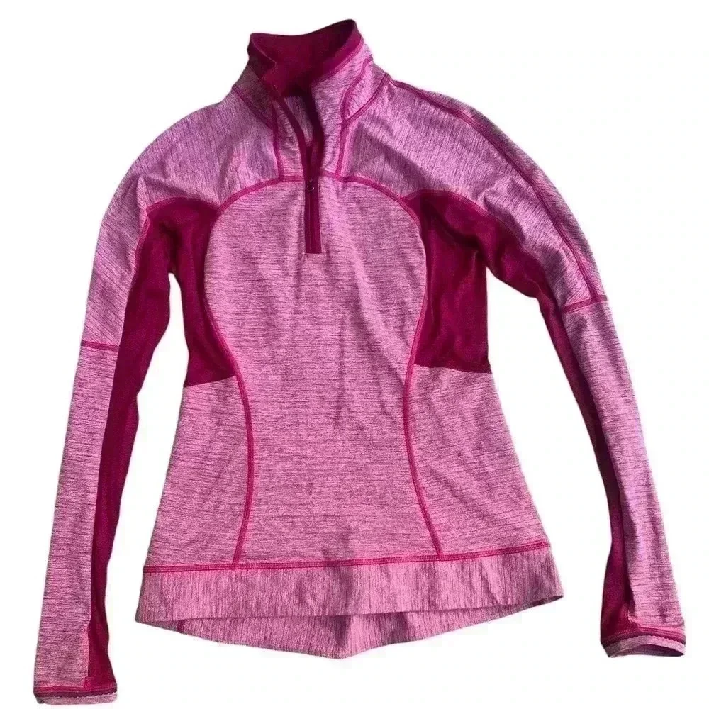 Lululemon Run For Gold 1/2 Zip Heathered Bumble Berry / Bumble Berry Size 6 - Picture 1 of 7